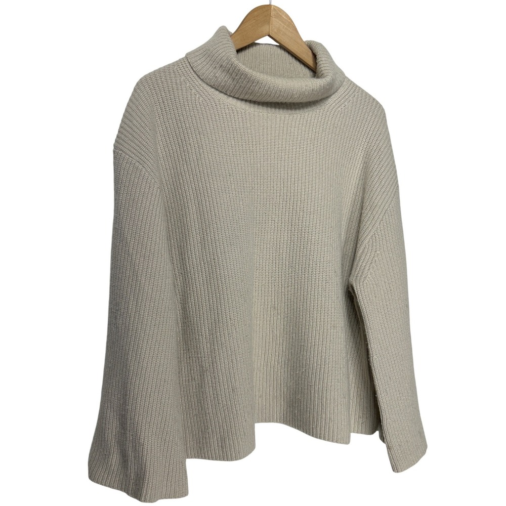 J.Crew Wool Cashmere Relaxed Bell Sleeve Sweater Beige Women's Size Large